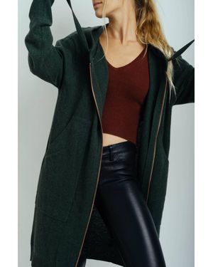 Crush Rio Long Hooded Cardigan - Black