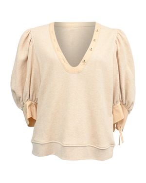 Ulla Johnson Pia Knitted Puffed Sleeve Blouse - Natural