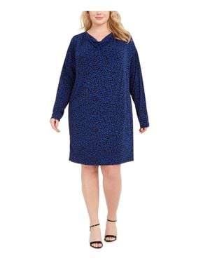 Michael Kors Plus Animal Print Cowlneck Dress Size 3X - Blue