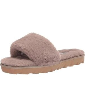 Chinese Laundry Rally Slippers Taupe Faux Fur Slip-On Slide Rhs6962 - Brown
