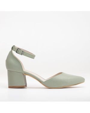 Forever & Always Shoes Marcelle Low Block Heel Pumps - White
