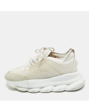 Versace Suede And Pvc Chain Reaction Sneakers - White