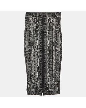 Hervé Léger Monochrome Jacquard Knit Rocha Pencil Skirt - Gray