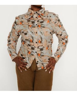 Bel Kazan Daisy Classic Button-Up Top - Brown