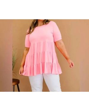 Zenana Tiered Babydoll Tee - Pink