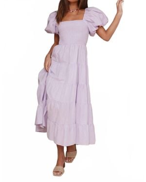 By Together Puff Sleeves Maxi Dress - Purple