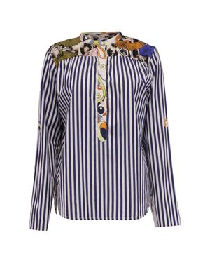 La Prestic Ouiston Printed Long Sleeve Blouse - Blue