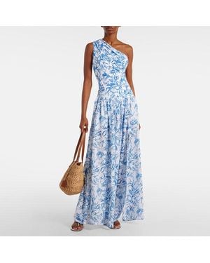 TRUEDAMES Swimsuit Small Fresh Shoulder Floral One-Piece Swimsuit Suit - Blue