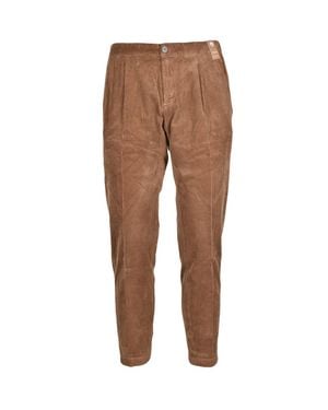 AT.P.CO Pleated Corduroy Cotton-Blend Pants - Brown