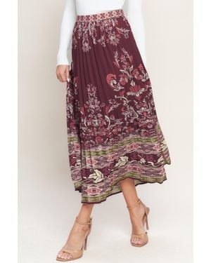 TRUEDAMES Aztec Cherry Woven Midi Skirt - Red