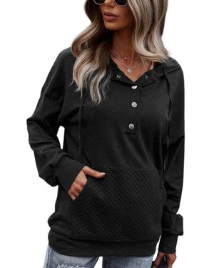 Tickled Teal Quilted Pocket Hoodie - Black