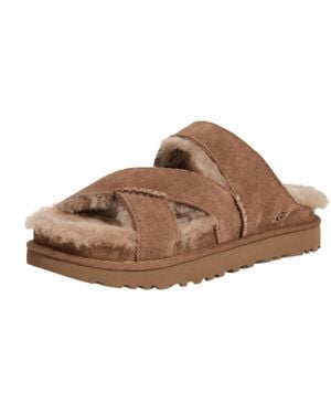 UGG Greenport Cross Strap Slide Slippers - Brown