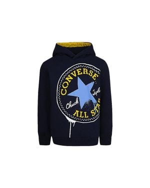Converse Big Kids Spray Hoodie Cotton Graphic Print Pullover Red464 - Blue