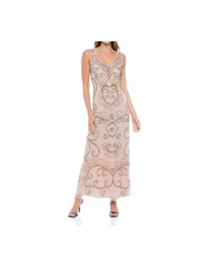 Marina Beaded Evening Gown Dress - Pink