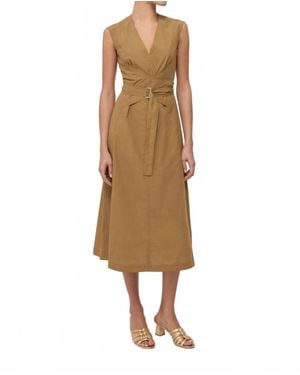 Ottod'Ame Poplin Sleeveless Midi Dress - Natural