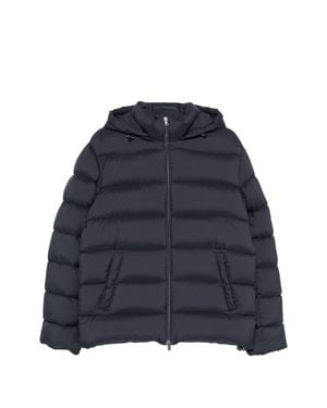 Herno Quilted Puffer Jacket With Adjustable Hood - Blue