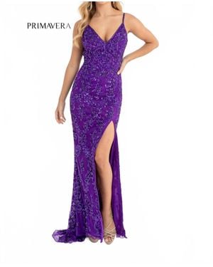 Primavera Stunning Long Evening Dress - Purple