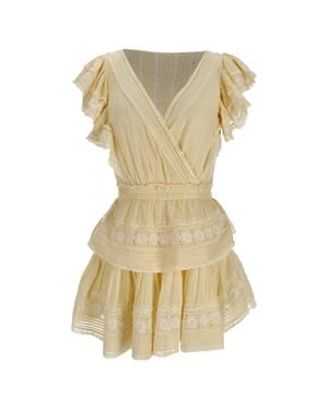LoveShackFancy Gwen Ruffled Mini Dress - Metallic