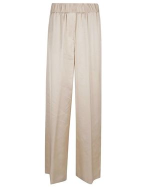Peserico Palazzo Design Viscose Satin Pants - White