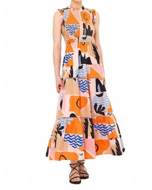 Oliphant Sleeveless Smocked Maxi Dress - Orange