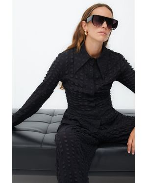 Nocturne Textured Wide Leg Pants - Black