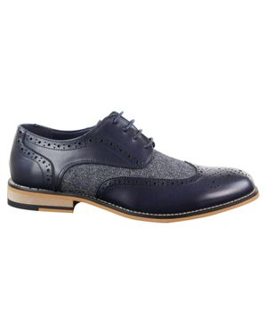 House Of Cavani Classic Oxford Tweed Brogue Shoes - Blue
