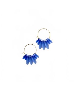 David Aubrey Jewelry Glass Hoop Earrings - Blue