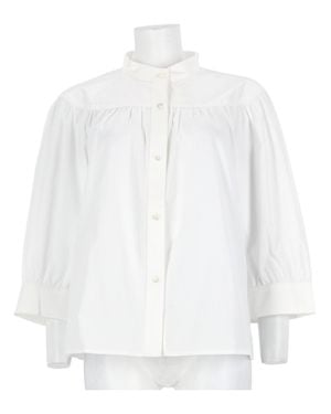 A.P.C. Natalie High-Collared Loose Organic Cotton Blouse - White