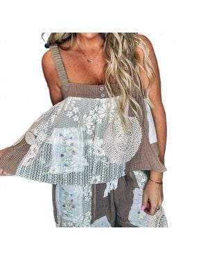 Pol Sunset Patch Flirty Babydoll Top - Blue