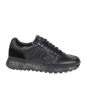Premiata Lander Textured-Panel Calfskin Sneakers - Black
