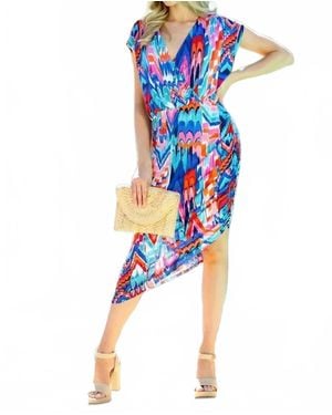 Veronica M Shirred Asymmetrical Dress - Blue