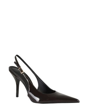 SCHUTZ SHOES Pointed-Toe Glossy Leather Slingback Pumps - Black