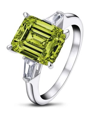 Donatello Gian Peridot Emerald Cut Engagement Ring - Green