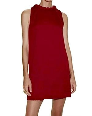 Naked Zebra Neckline Accent Mini Shift Dress - Red
