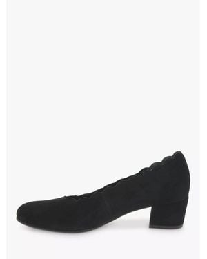 Gabor Gigi Scallop Edge Block Heel Pump - Black