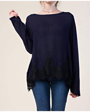 Kori Intricate Lace Long Sleeve Top - Blue