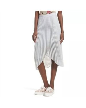 Leith High Low Tulip Hem Pleated Flowy Midi Skirt - Gray