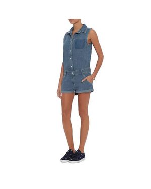 Rag & Bone Denim Collared Romper - Blue