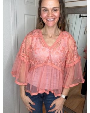 Anniewear Tama V Neck Chiffon Blouse - Pink