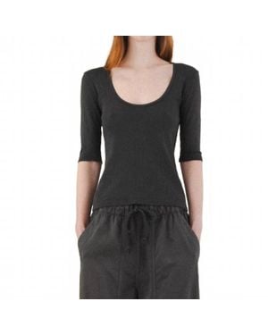 Prairie Underground Pointelle Scoop Top - Black