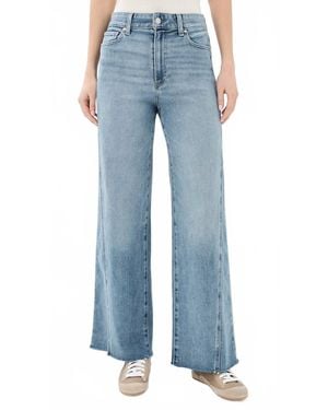 PAIGE Anessa Twisted Seam Raw Hem High Waist Wide Leg Jeans - Blue