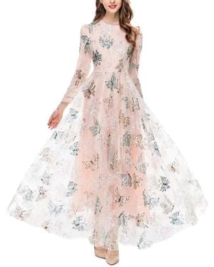BURRYCO Long Sleeve Printed Maxi Dress - Pink