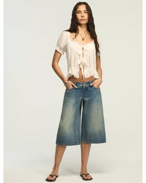 Lucky Brand Super Low Rise Ultra Wide Culotte - Blue