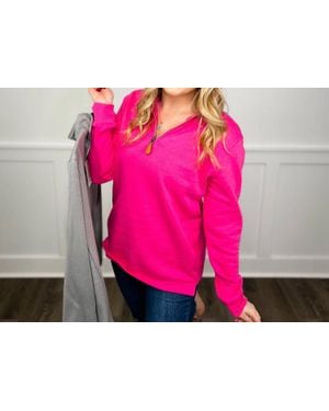 Jess Lea Me Time Long Sleeve Quarter Zip Weekender Top - Pink