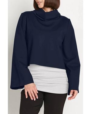 Planet By Lauren G. Crop Turtleneck Top - Blue