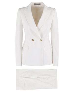 スーツ TAGLIATORE Linen and cotton double-breasted pinstripe blazer Tagliatore Linen And Cotton Double-Breasted Pinstripe Blazer