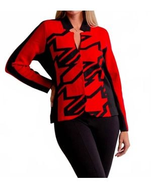 Alison Sheri Star Pattern Knitted Jacket - Red