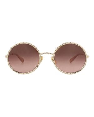 Chloé Round-Frame Metal Sunglasses - Brown