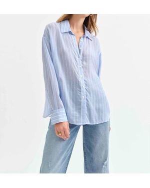 DAZE Lotus Back Tie Long Sleeve Shirt - Blue