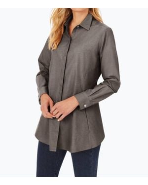 Foxcroft Cici No Iron Tunic Shirt - Gray